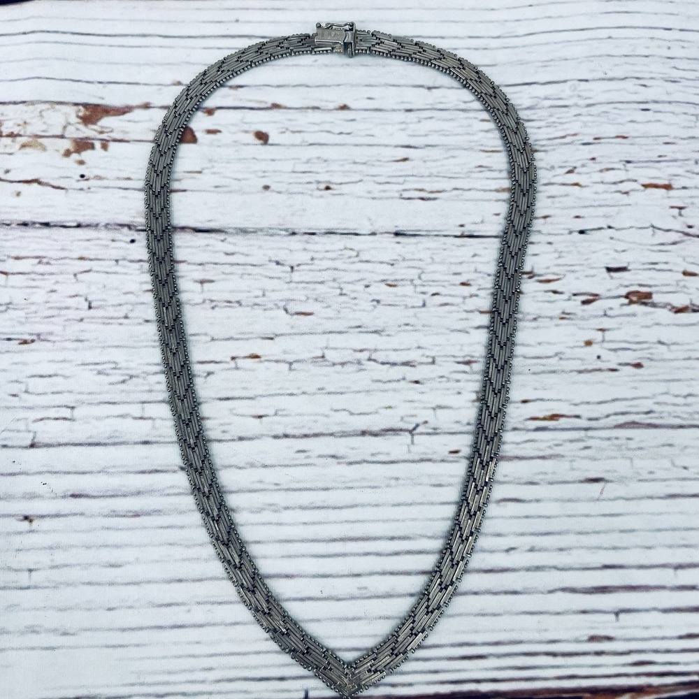 Italian 925 Sterling Silver Woven 17" V-Shaped Necklace & 7.5" Bracelet 7mm 50g - Picture 8 of 12